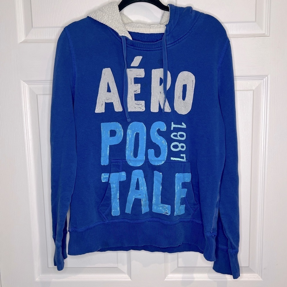 Aeropostale Girl’s Blue Hoodie with Logo- Size XL